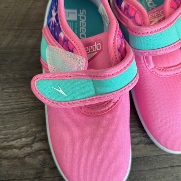 Speedo Toddler (9-10) Printed Shore Explore Mermaid Scale Aqua Sock Water Shoe - Picture 11 of 13